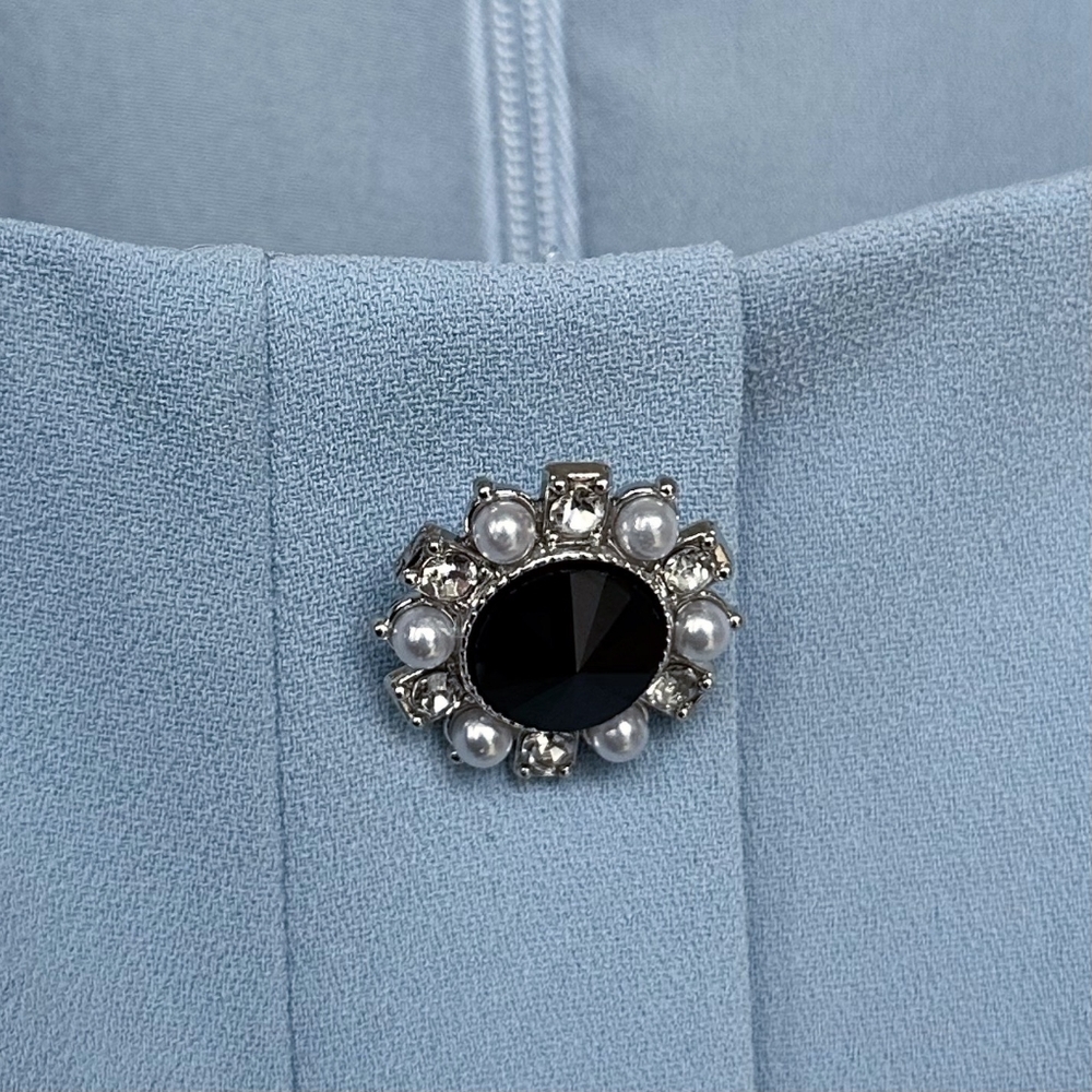 Self-Portrait Blue Crepe Button Midi Dress - Picture 10 of 14